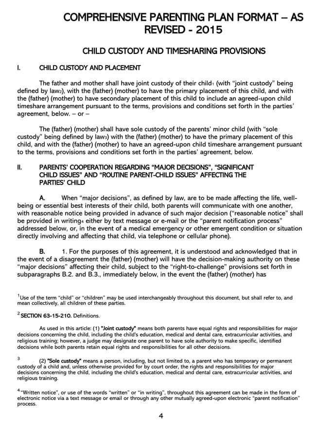 Editable Parenting Plan Agreement for Effective Co-Parenting 11