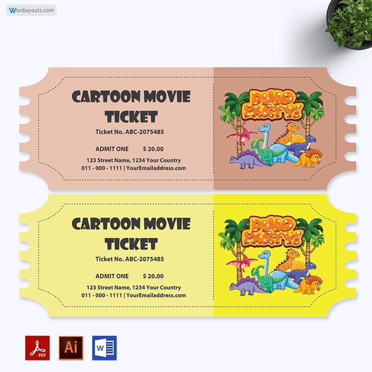 Free editable movie ticket template
