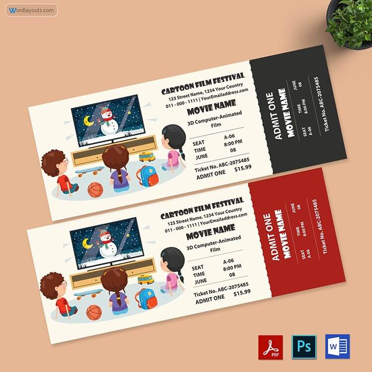 Printable Raffle Ticket Template 10 for Photoshop