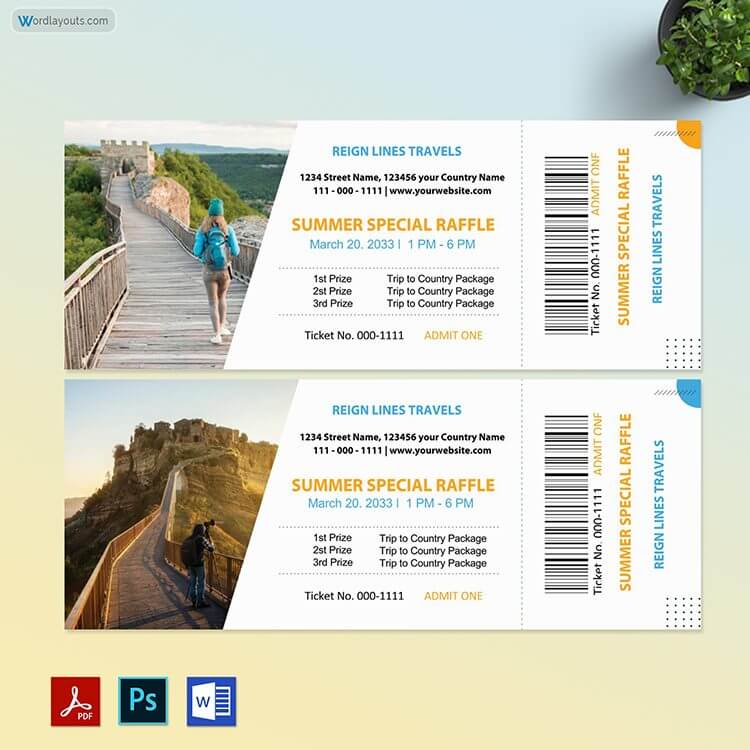 Printable Raffle Ticket Template 02 for Word