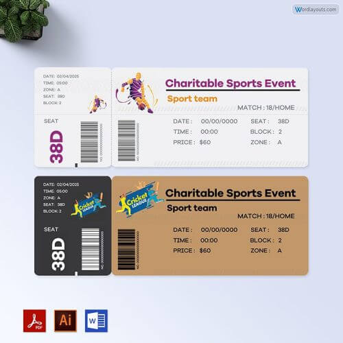 Printable Charitable Sports Event Ticket