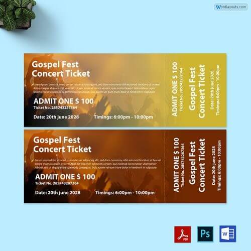 Gospel Fest Concert Ticket Free Editable