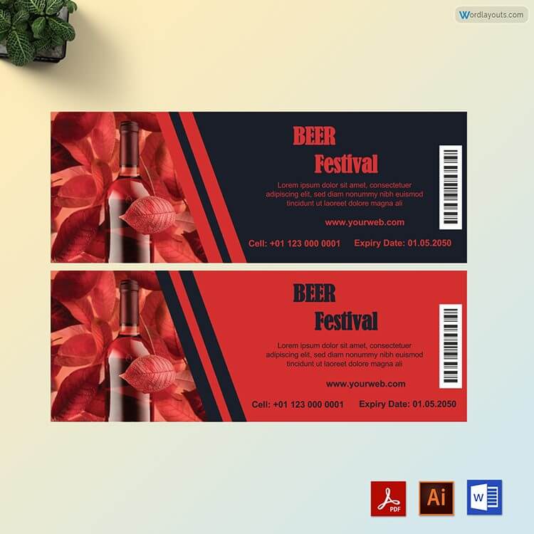 Downloadable Beer Festival Ticket Sample