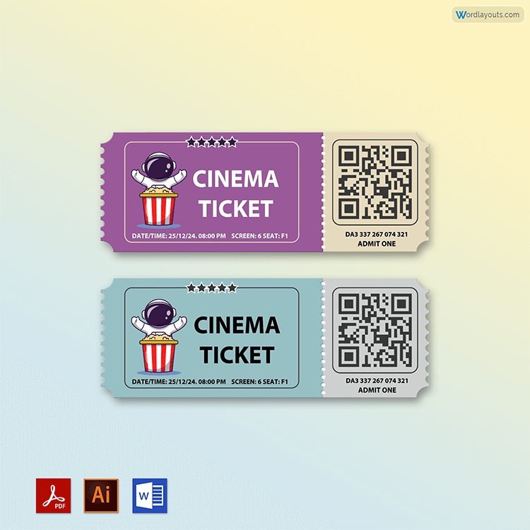 Blank editable movie ticket template