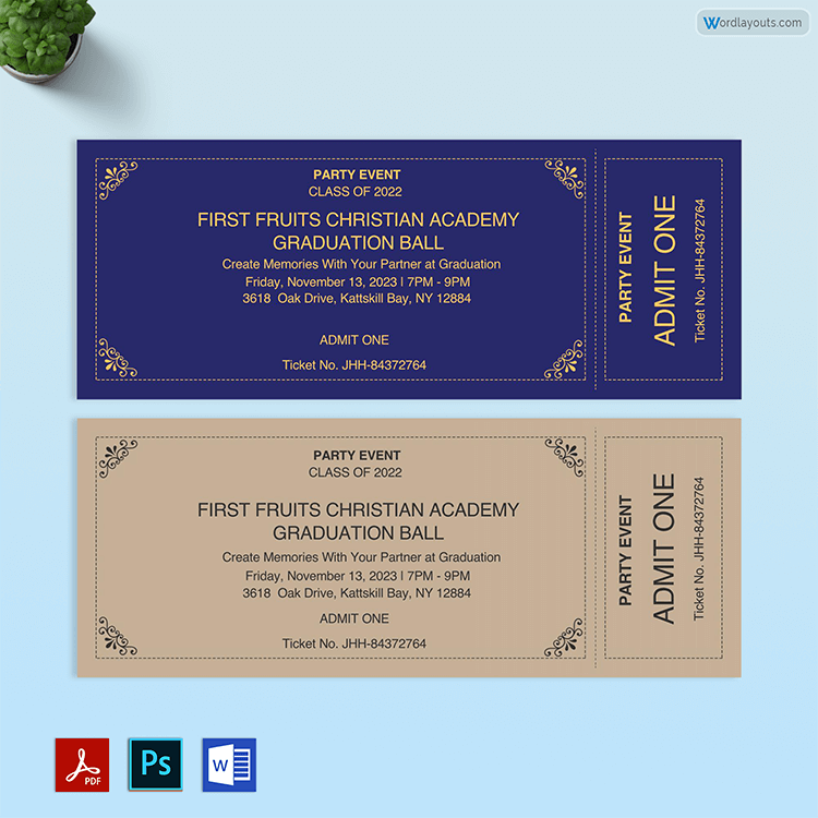 Free Realistic Event Ticket Template 02 for Adobe