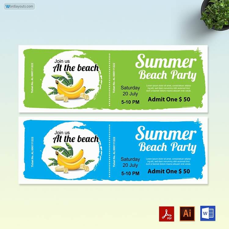Editable Pool Party Event Ticket