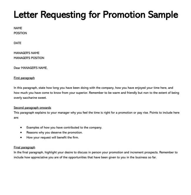 Editable Promotion Request Letter Sample