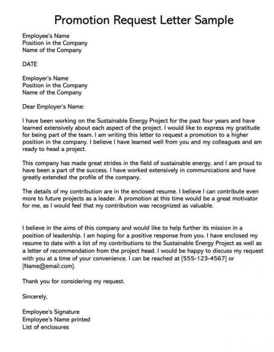 Promotion Request Letter Examples How to Write (Templates)