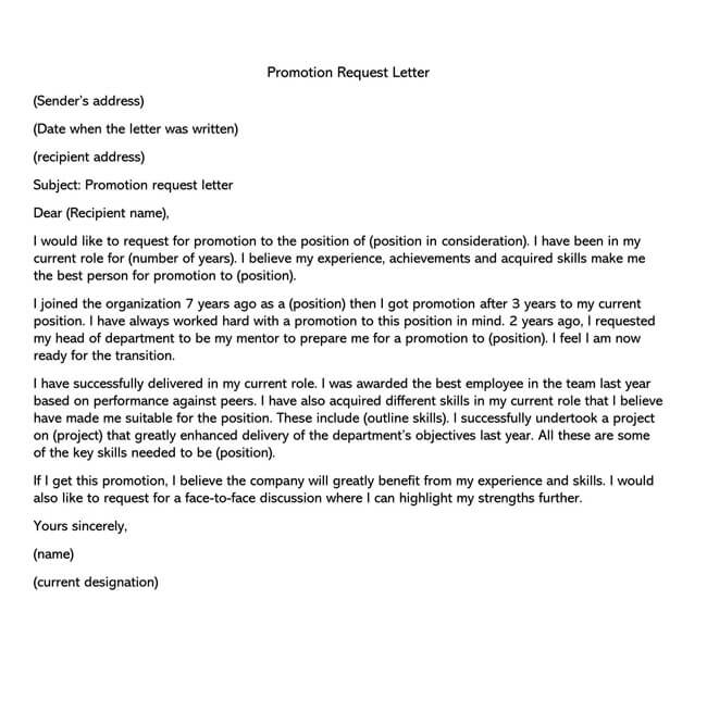 Promotion Request Letter 17