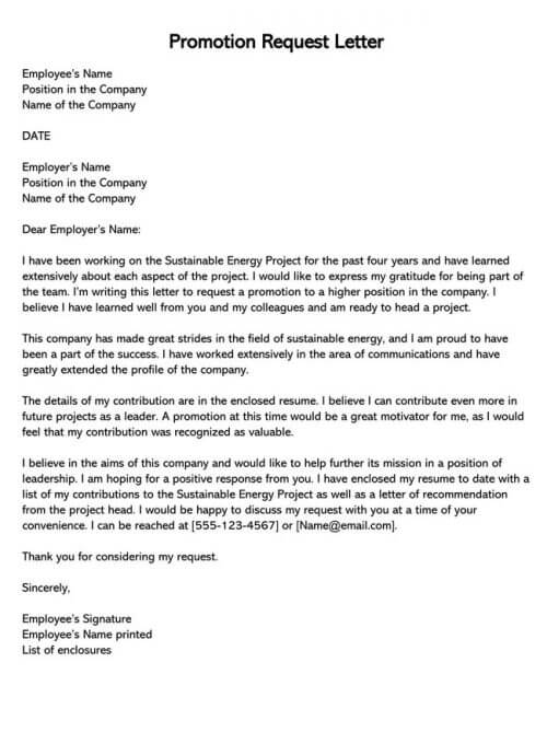 Promotion Request Letter Examples How to Write (Templates)