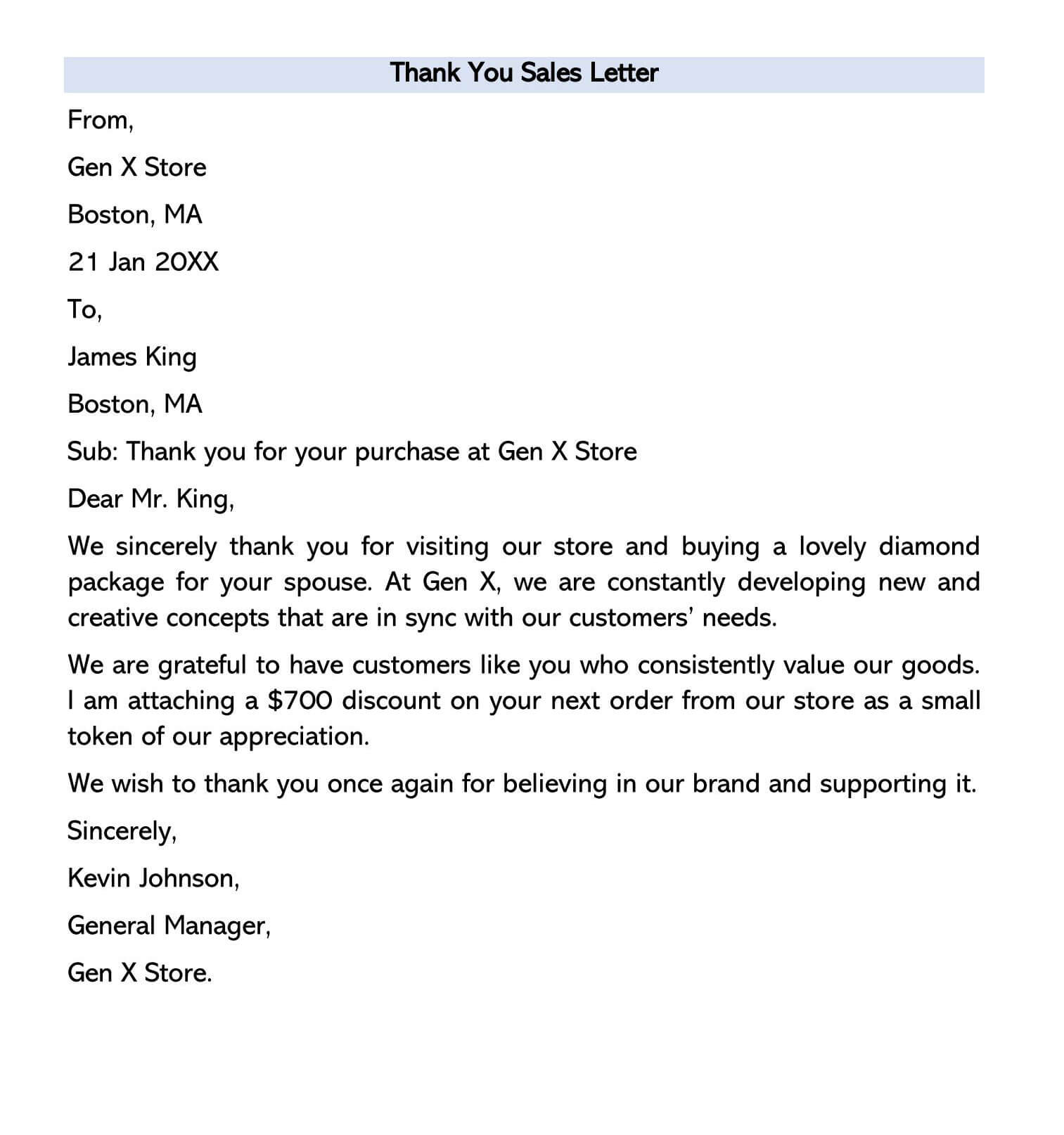 Free sales letter sample - Downloadable PDF