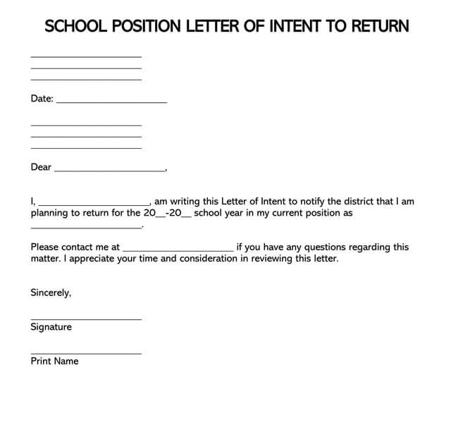 School Position Letter of Intent to Return 03