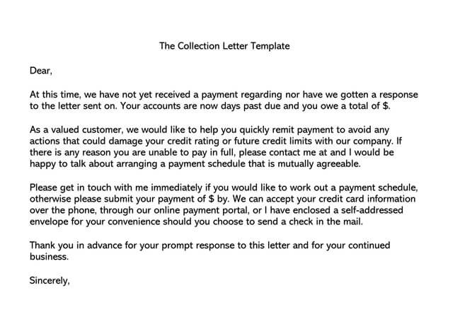 Printable Debt Collection Letter Template PDF