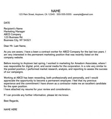 sample application letter for temporary employment