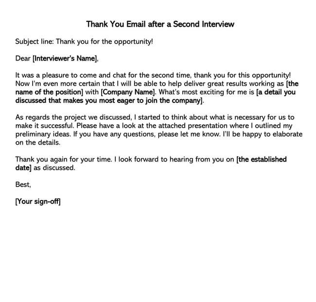Professional After Second Interview Thank You Email Sample as Word File