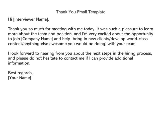 Free sample of thank you email after an interview: Professional etiquette