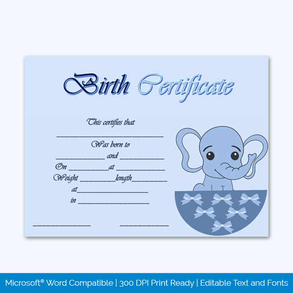 Pet Free Birth Certificate Sample