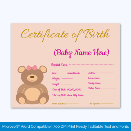 30 FREE Birth Certificate Templates (Word, Illustrator, PSD)