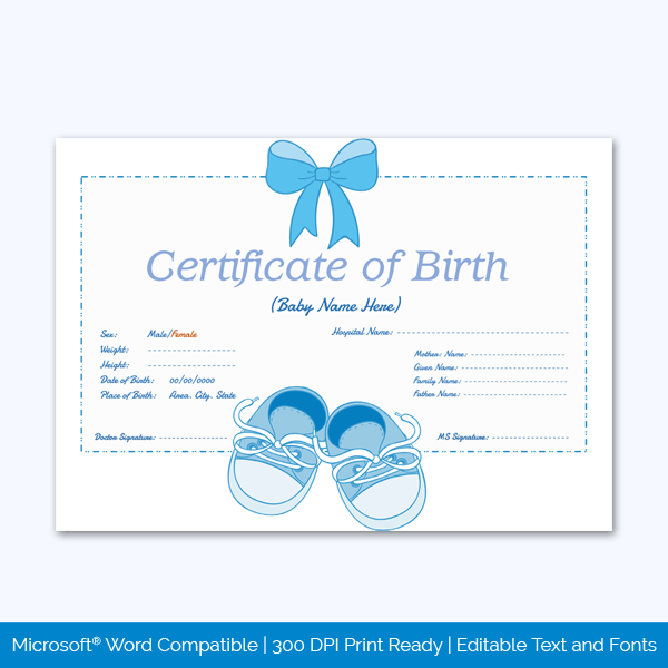 Certificate of Birth Sample Free
