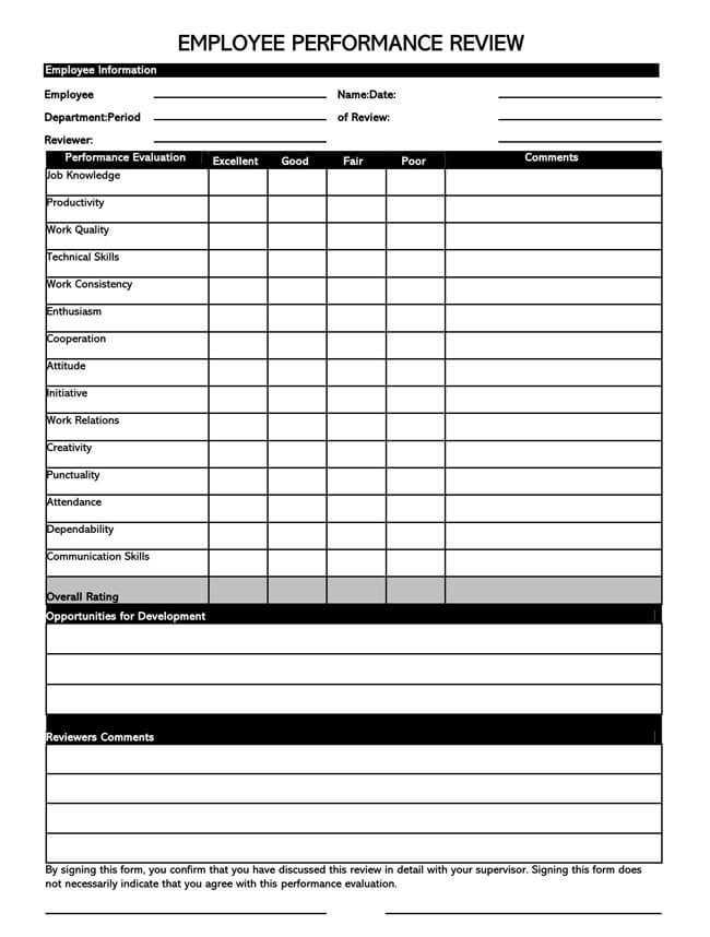 Employee Evaluation Form Template 01