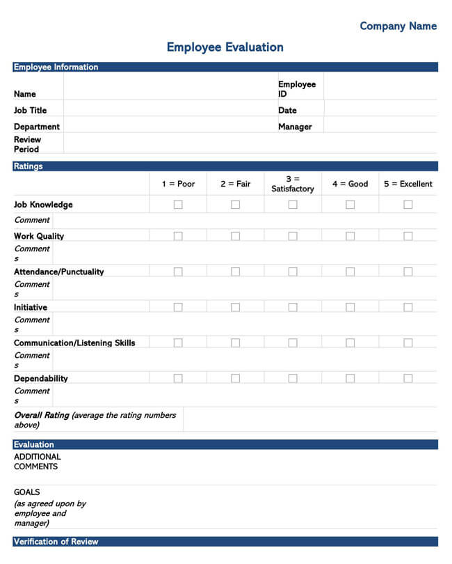 Employee Evaluation Form Template 05