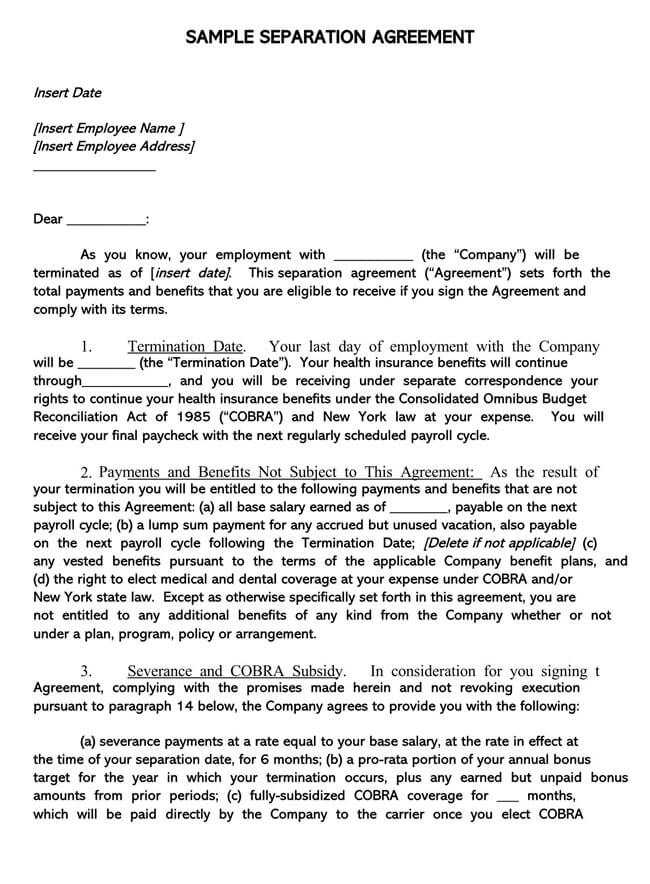 Employee Separation Agreement Template 02