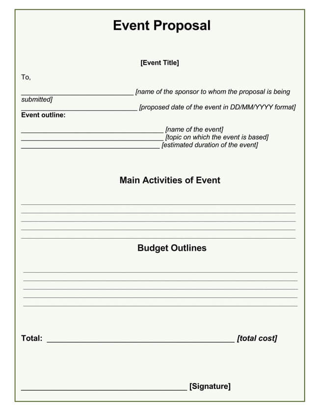 Free event proposal template in PDF