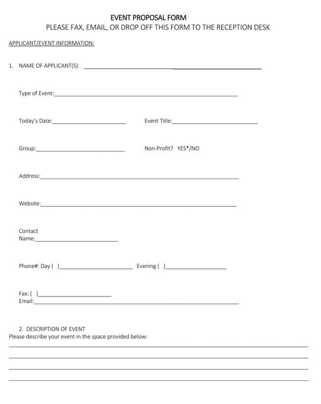 Editable event proposal form available in PDF format