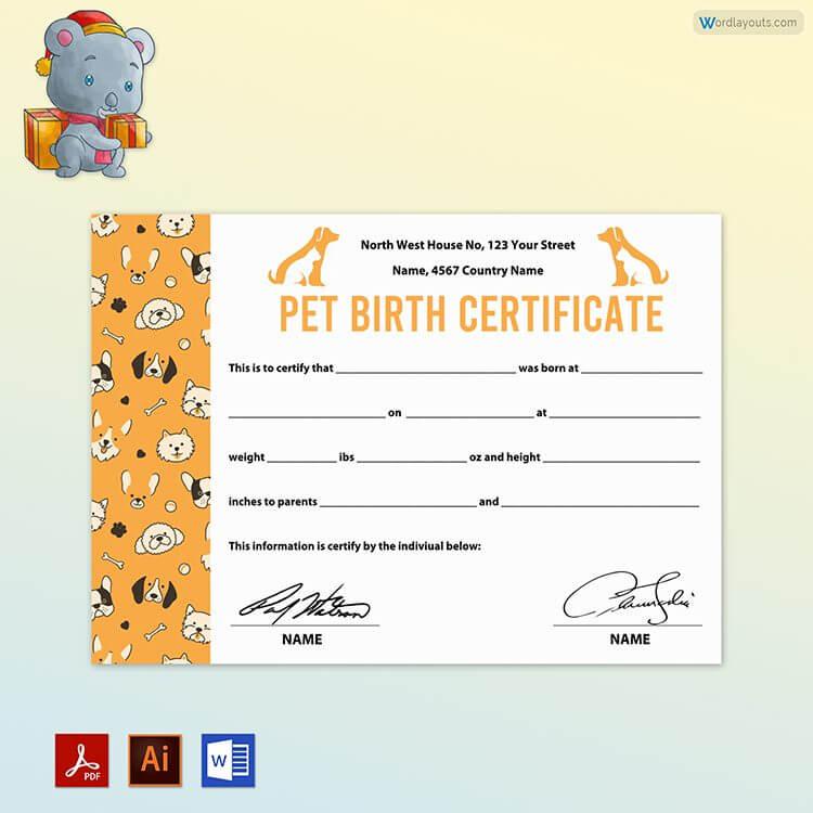 Puppy Birth Certificate Free Download