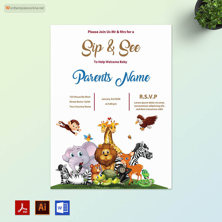 Free Sip and See Party Invitation - Editable Format 02