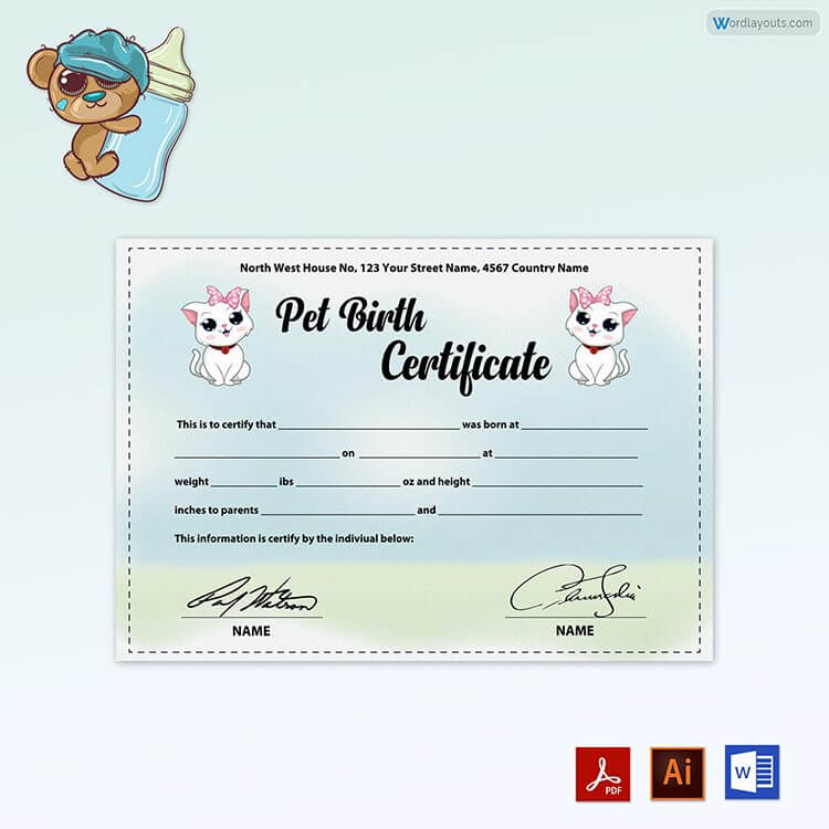Free Download Pet Birth Certificate