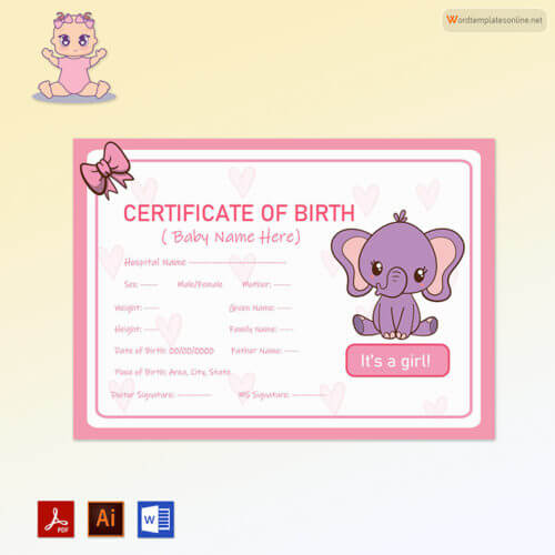 Baby Girl Birth Certificate Free