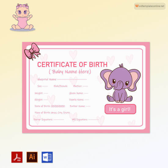 30 FREE Birth Certificate Templates (Word, Illustrator, PSD)