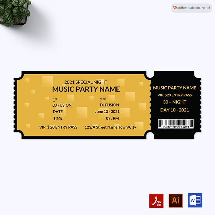 Free Music Party Ticket Sample