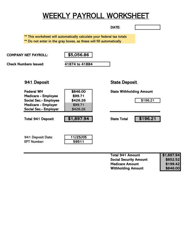Small Business Payroll Template 13