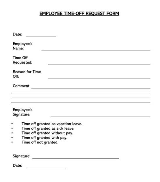 Free Employee Time-Off (Vacation) Request Forms - Word | PDF