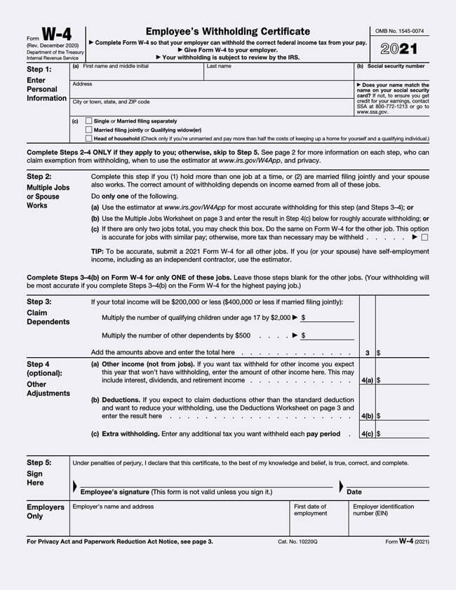 Form W-4 Complete Guide | How to Fill (with Examples)