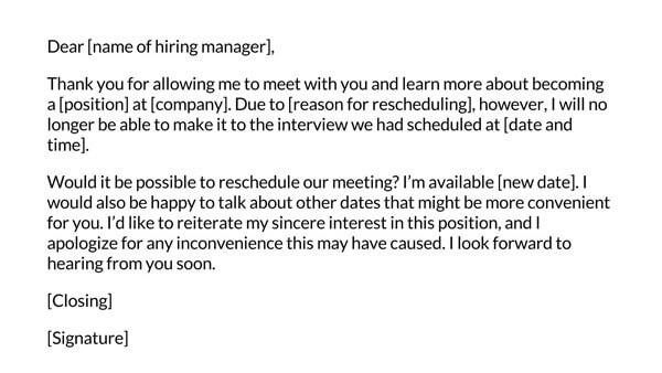 Rescheduling Interview: Sample Email for Free Download