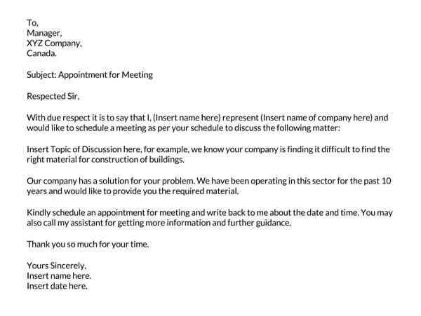 Sample meeting appointment request letter format 02