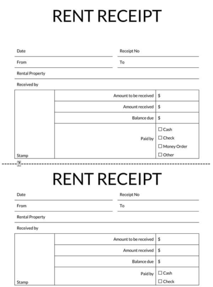 52 Free Rent Receipt Templates - Printable - Excel, Word