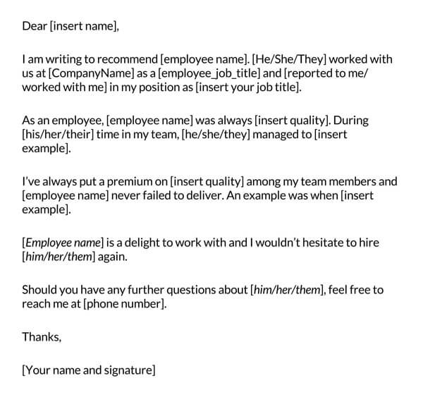 Professional Job Reference Letter Sample