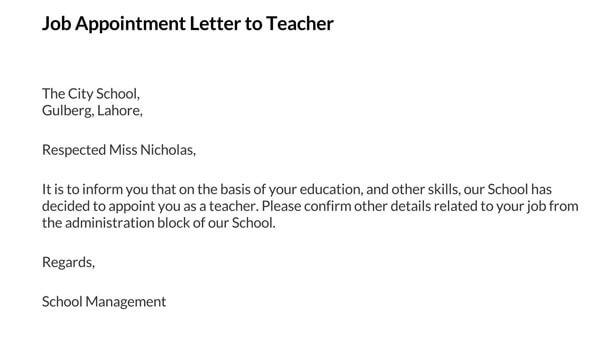 Download Teacher Appointment Letter Template