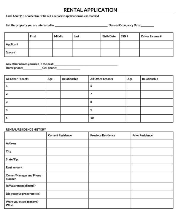 Customizable Rental Application Forms - Free Download