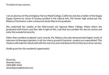 Sorority Recommendation Letter Examples (Free Template)