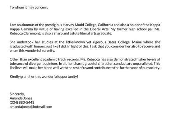 Sorority Recommendation Letter Examples (Free Template)