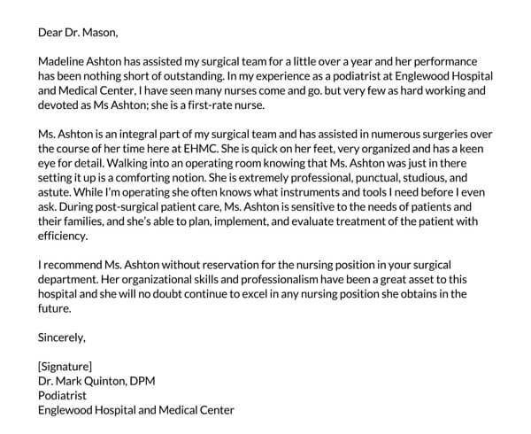 Registered nurse letter of recommendation example 04- free download