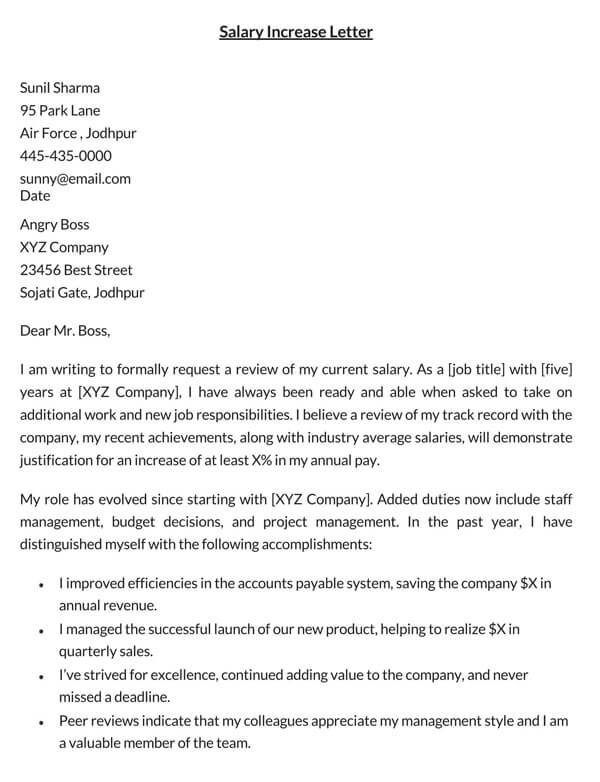 Editable Salary Increase Letter Template