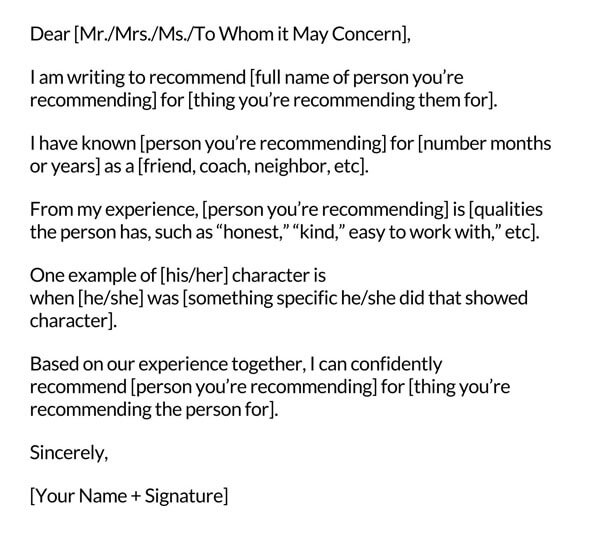 Word Format Personal Recommendation Letter Template 05