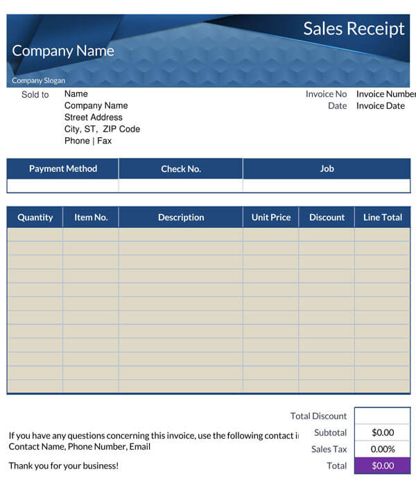 Customizable payment receipt template in Excel 05