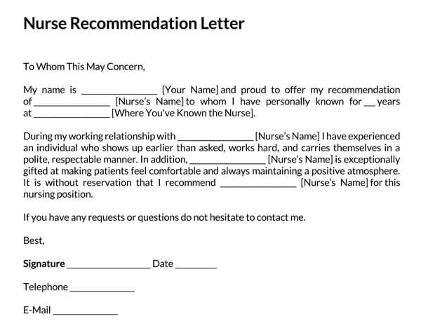 Free Nursing Reference Letter Sample 13